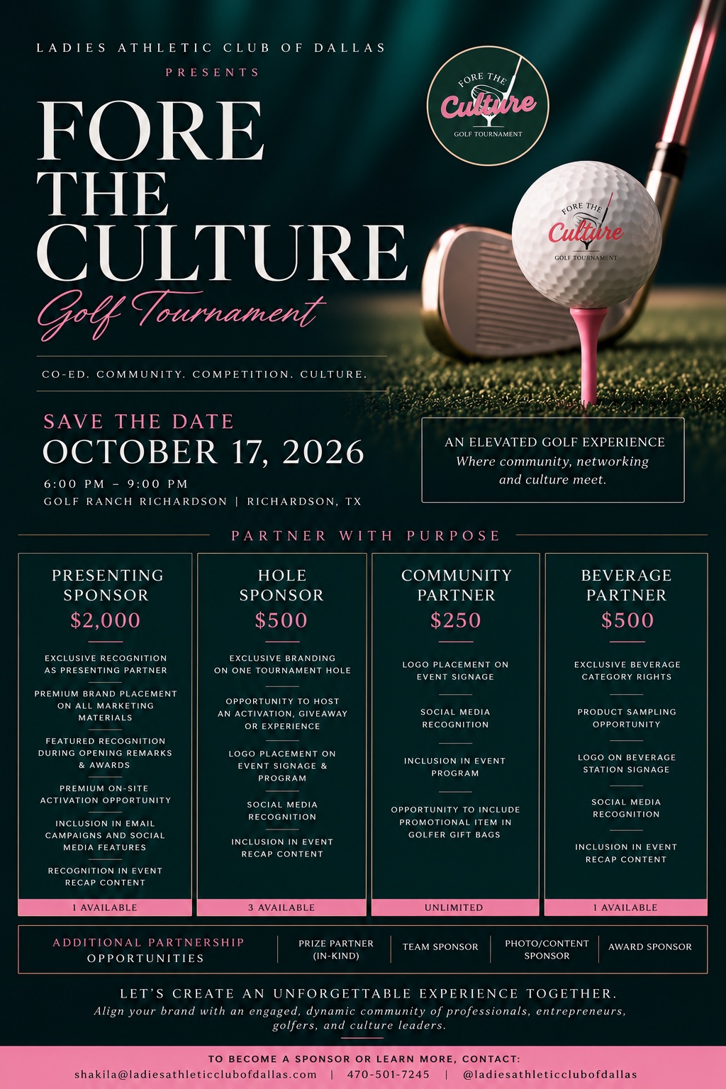 Fore the Culture golf tournament sponsorship opportunities