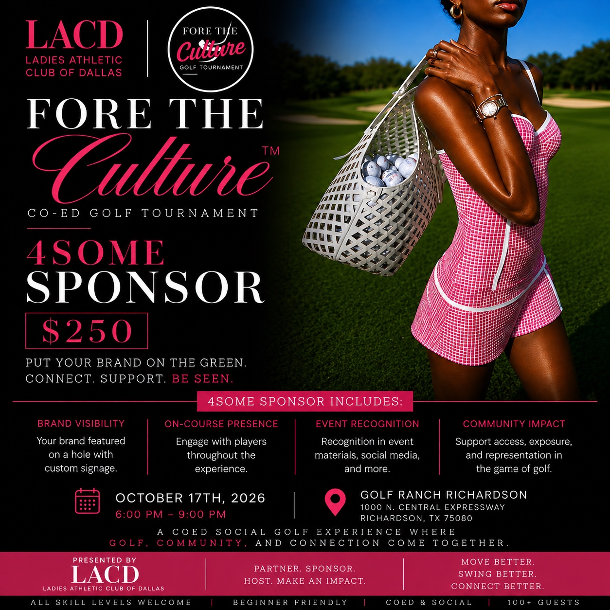Fore the Culture four-person team sponsor graphic advertising a $250 opportunity