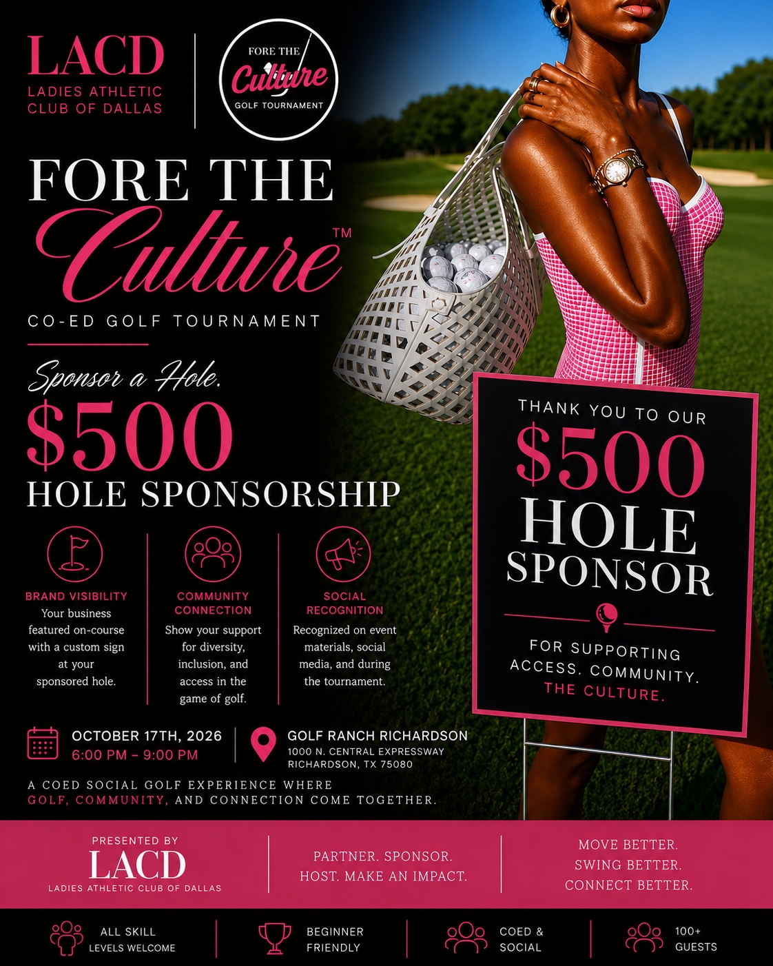 Fore the Culture hole sponsorship graphic advertising a $500 opportunity